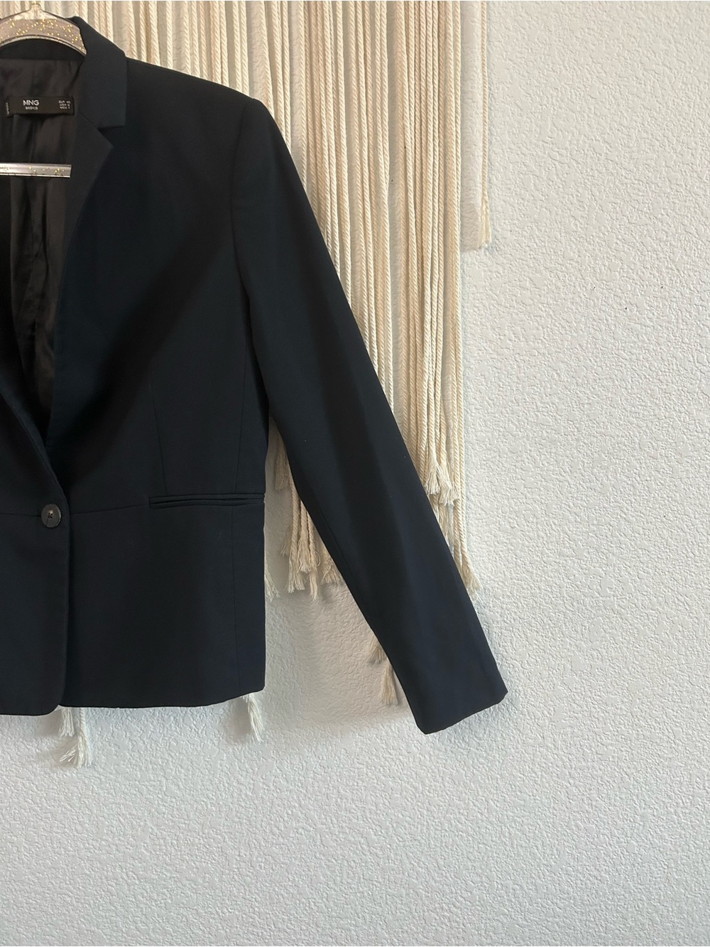 Mango MNG Navy One-Button Tailored Blazer | Classic Office Career Jacket - Picture 8 of 16